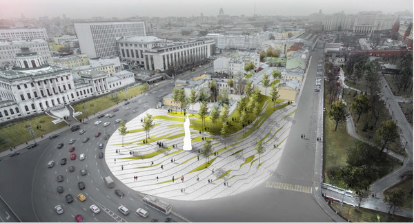 Проект благоустройства Боровицкой площади Wall Architectural Bureau
