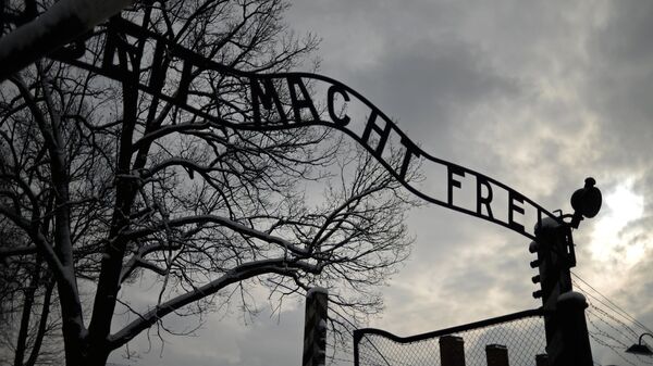 ентральные ворота бывшего концентрационного лагеря Аушвиц-Биркенау в Освенциме. Архивное фото