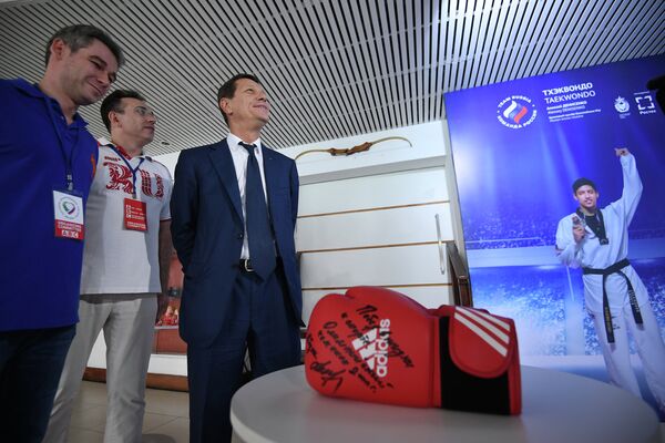 Президент ОКР Александр Жуков (справа) на церемонии открытия Дома болельщиков олимпийской сборной России в Рио-де-Жанейро