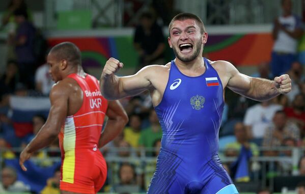 Давит Чакветадзе после победы в финале Олимпийских игр в Рио-де-Жанейро