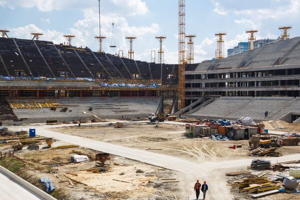 Строительство стадиона Волгоград Арена к чемпионату мира по футболу 2018 года в Волгограде