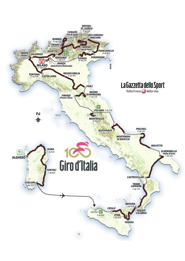 Маршрут Джиро д'Италия-2017