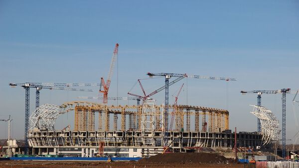Строительство стадиона Мордовия Арена, который примет матчи чемпионата мира-2018 по футболу