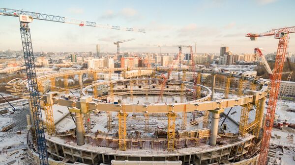 Строительство стадиона Екатеринбург Арена, который примет матчи чемпионата мира-2018 по футболу