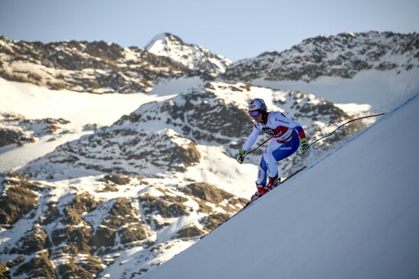 Швейцарский горнолыжник Нильс Хинтерманн на этапе Кубка мира в Санта-Катерине (Италия)