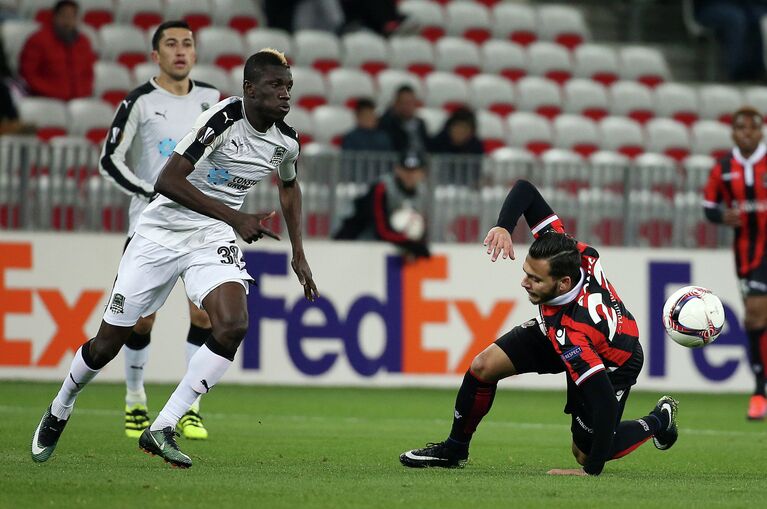 Игровой момент матча Ницца - Краснодар