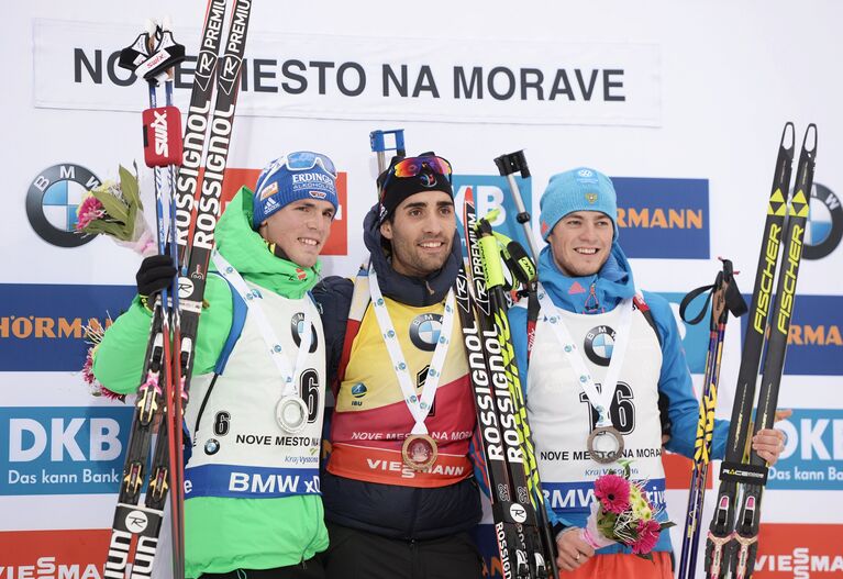 Симон Шемпп, Мартен Фуркад и Антон Бабиков (слева направо)