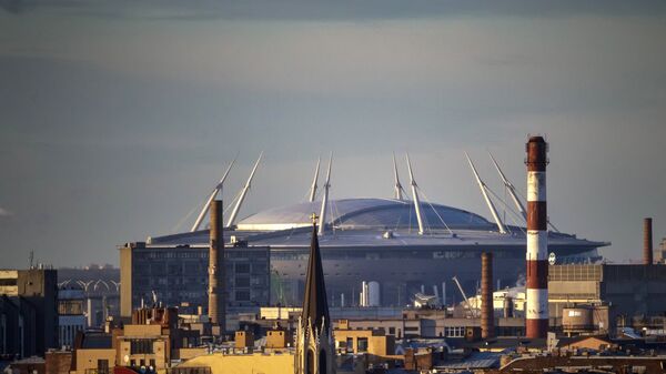 Вид на стадион на Крестовском острове в Санкт-Петербурге