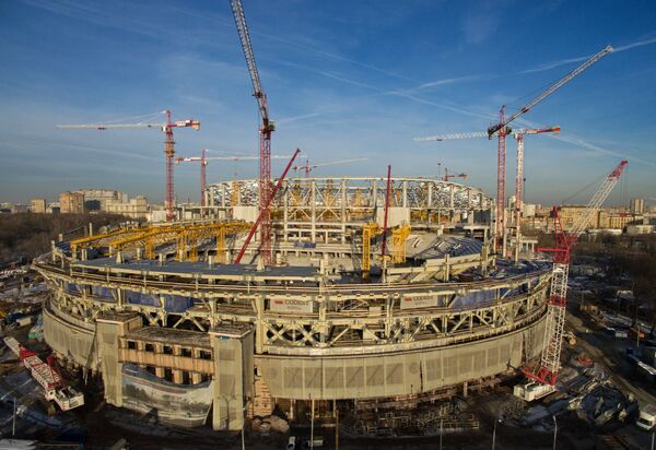 Строительство стадиона Динамо в Москве