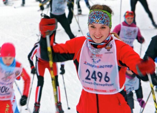 Участница всероссийской массовой лыжной гонки Лыжня России - 2017