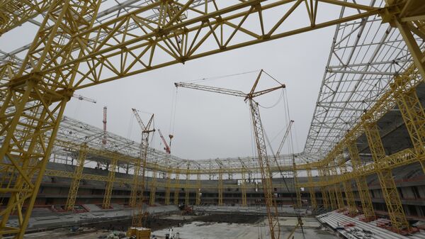 Строительство Стадиона Калининград, который примет матчи чемпионата мира-2018 по футболу