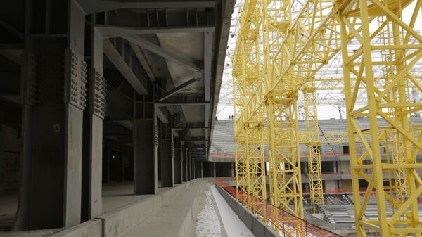 Строительство Стадиона Калининград, который примет матчи чемпионата мира-2018 по футболу