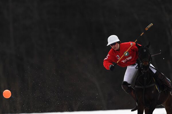Швейцарский спортсмен Мартин Люгинбюль на чемпионате России по поло на снегу в Московской области