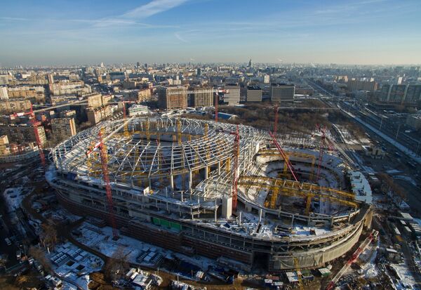 Строительство стадиона Динамо в Москве