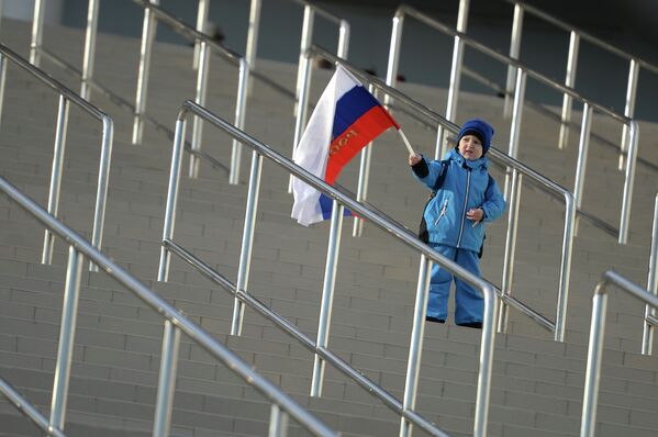 Юный болельщик перед началом товарищеского матча между сборными России и Бельгии