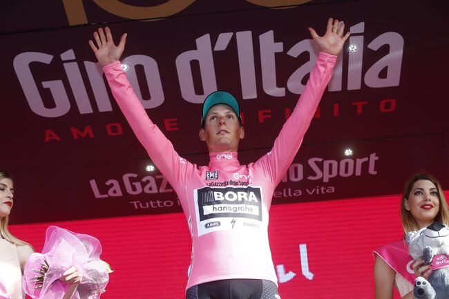 Австрийский велогонщик Лукас Пёстлбергер из команды Bora - Hansgrohe