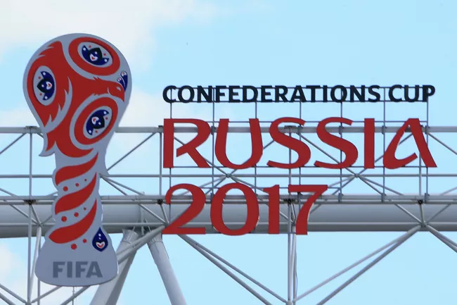 Логотип Кубка конфедераций FIFA 2017 на стадионе Спартак в Москве