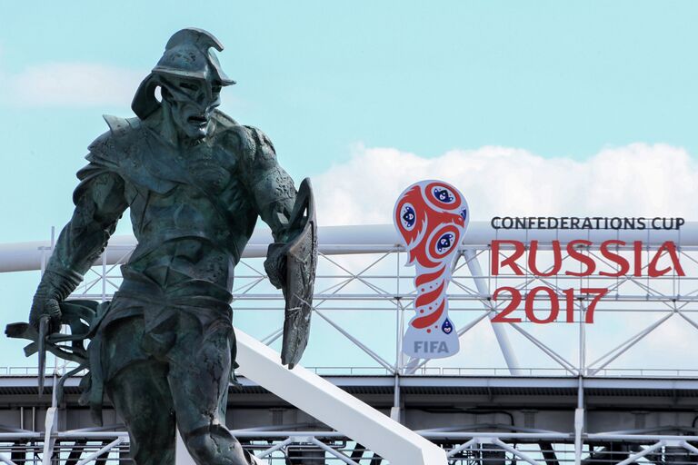 Логотип Кубка конфедераций FIFA 2017 на стадионе Спартак в Москве Логотип Кубка конфедераций FIFA 2017 на стадионе Спартак в Москве