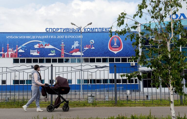 Спортивный комплекс Олимп в Казани с символикой Кубка конфедераций Спортивный комплекс Олимп в Казани с символикой Кубка конфедераций