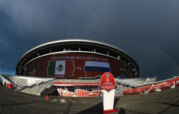 Стадион Казань Арена перед началом матча Кубка конфедераций-2017 между сборными Мексики и России