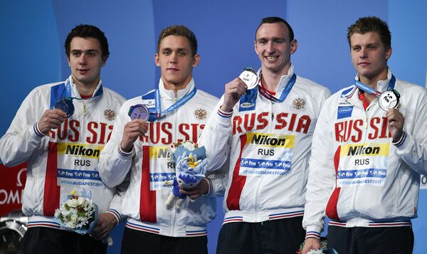 Михаил Довгалюк, Михаил Вековищев, Данила Изотов и Александр Красных (слева направо)