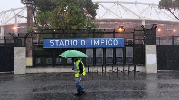 Ливень в Риме перед началом матча Лацио - Милан