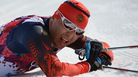 Александр Легков на финише масс-старта