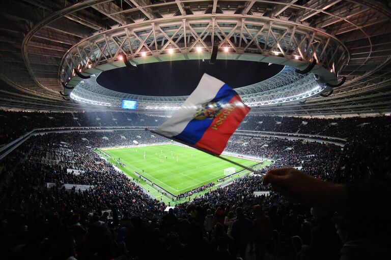 Болельщики на трибуне во время матча Россия - Аргентина Болельщики на трибуне во время матча Россия - Аргентина