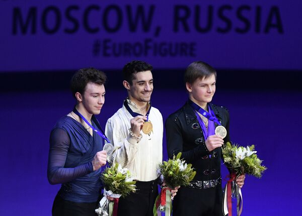 Дмитрий Алиев, Хавьер Фернандес и Михаил Коляда (слева направо)