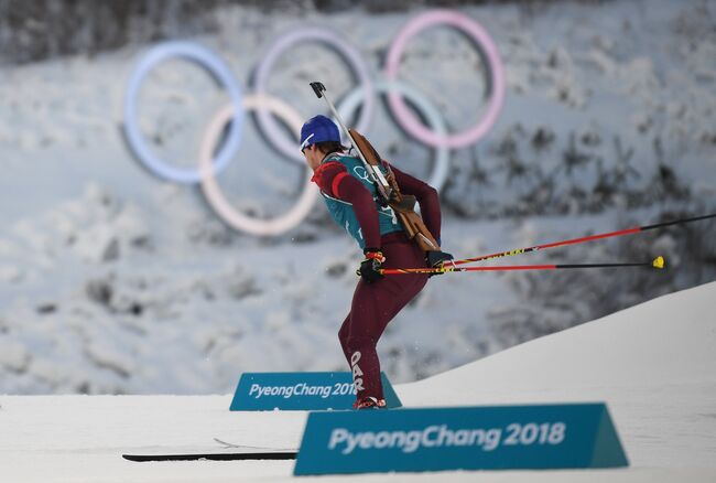 Матвей Елисеев на тренировке в лыжном центре Альпензия