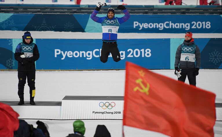 Себастьян Самуэльссон, Мартен Фуркад и Бенедикт Долль (слева направо) Себастьян Самуэльссон, Мартен Фуркад и Бенедикт Долль (слева направо)