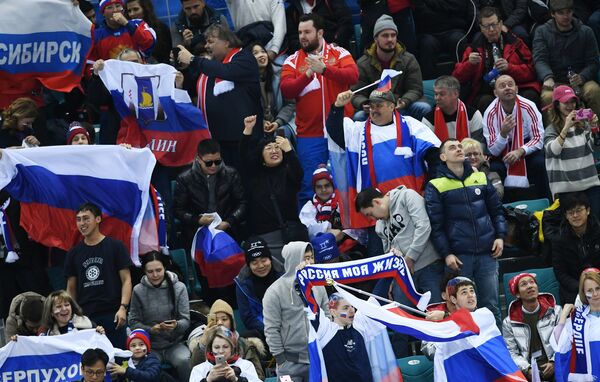 Российские болельщики на матче Россия - Словения