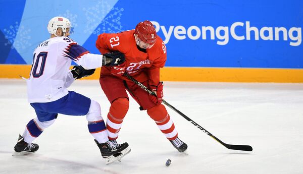 Игровой момент матча Россия - Норвегия