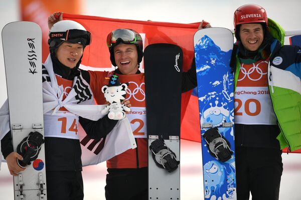 Ли Санхо, Невин Гальмарини (Швейцария) и Жан Кошир (слева направо)