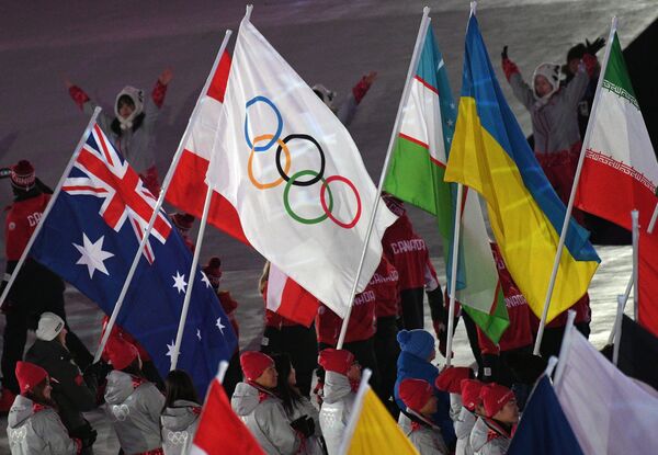 Участники церемонии закрытия XXIII зимних Олимпийских игр в Пхенчхане