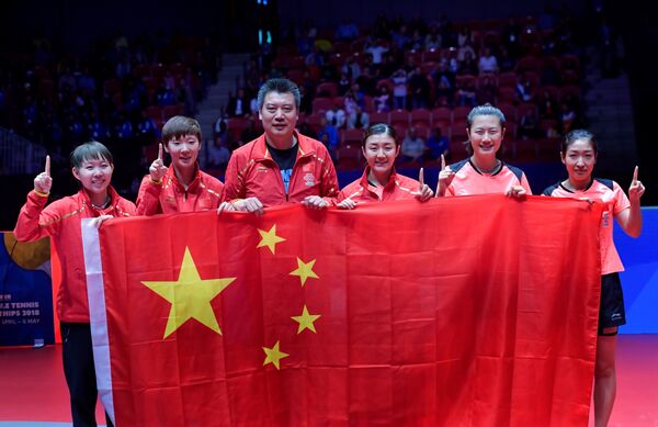 Игроки сборной Китая по настольному теннису