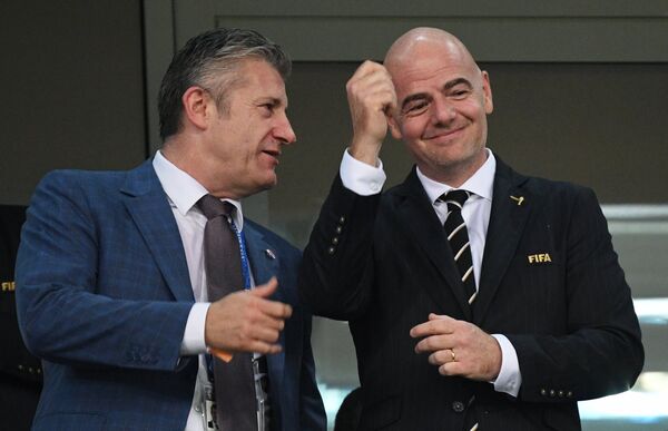 Президент футбольной федерации Хорватии Давор Шукер и президент ФИФА Джанни Инфантино