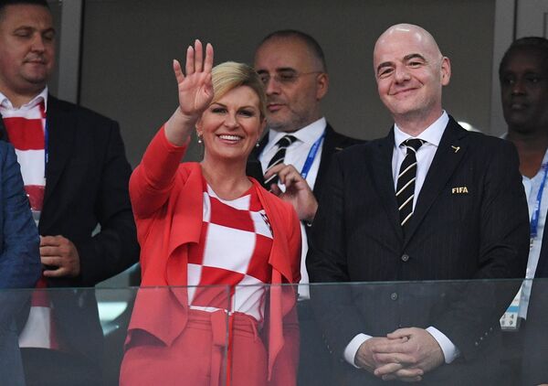 Президент Республики Хорватия Колинда Грабар-Китарович и президент ФИФА Джанни Инфантино