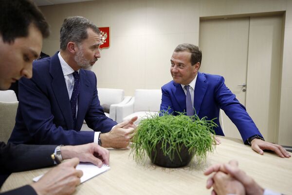Председатель правительства РФ Дмитрий Медведев и король Испании Филипп VI