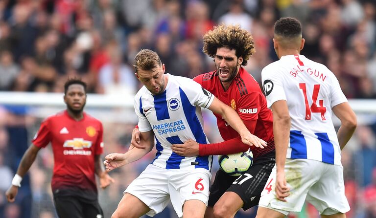 Игровой момент матча Брайтон - Манчестер Юнайтед