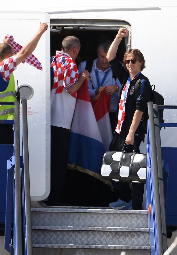 Лука Модрич в аэропорту Загреба после триумфа сборной Хорватии на чемпионате мира