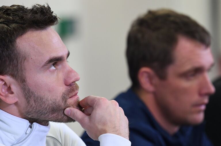 Вратарь ЦСКА Игорь Акинфеев на пресс-конференции перед матчем Лиги чемпионов с Ромой Вратарь ЦСКА Игорь Акинфеев на пресс-конференции перед матчем Лиги чемпионов с Ромой