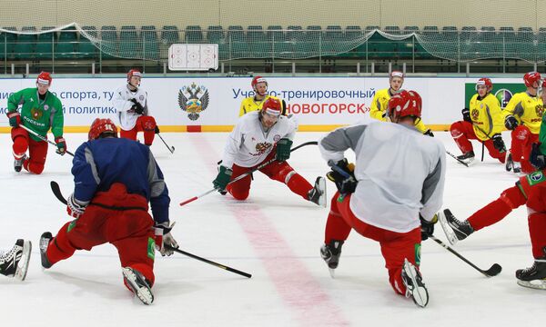 Тренировка хоккеитов сборной России
