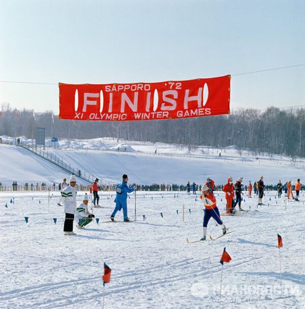 Финиш советской лыжницы Г.Кулаковой на Олимпиаде в Саппоро