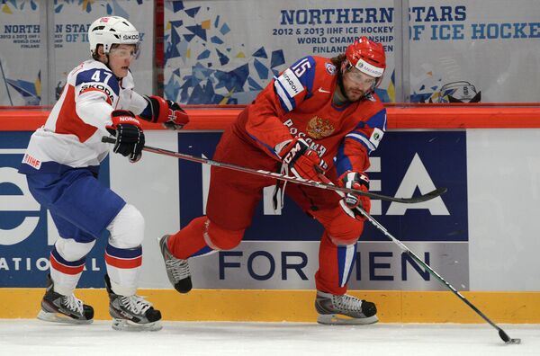Игровой момент матча Россия - Норвегия
