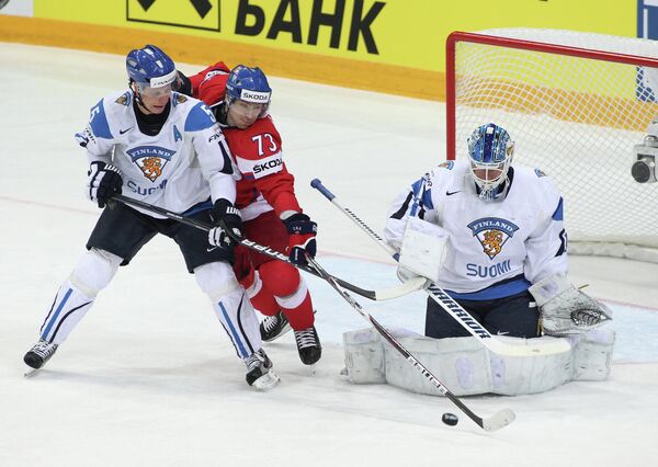 Игровой момент матча Финляндия - Чехия