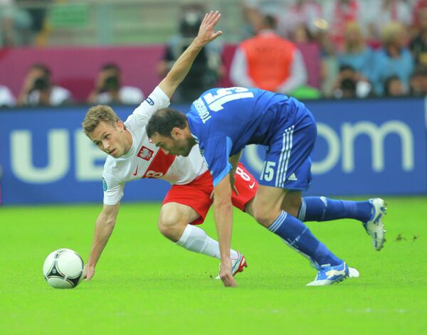 Игровой момент матча Польша - Греция