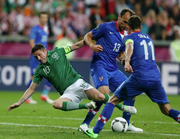 Игровой момент матча Ирландия - Хорватия