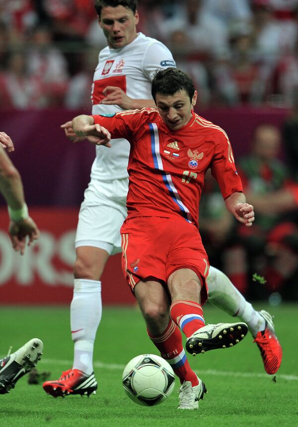Игровой момент матча сборных Польши и России