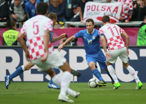 Игровой момент матча сборных Италии и Хорватии